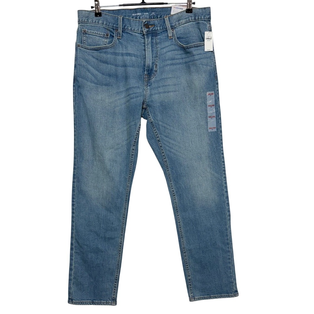 NEW Old Navy Jeans Mens 36x30 Blue Basic Slim Built-In Flex Light Wash Workwear